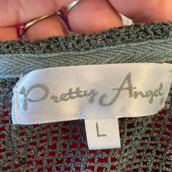 Pretty Angel Sage Mesh Tunic w/gorgeous lace trim and subtle sparkle NWOT - Picture 8 of 10